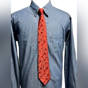 VALENTINO Men’s 100% Silk Red Paisley Necktie | Made in Italy